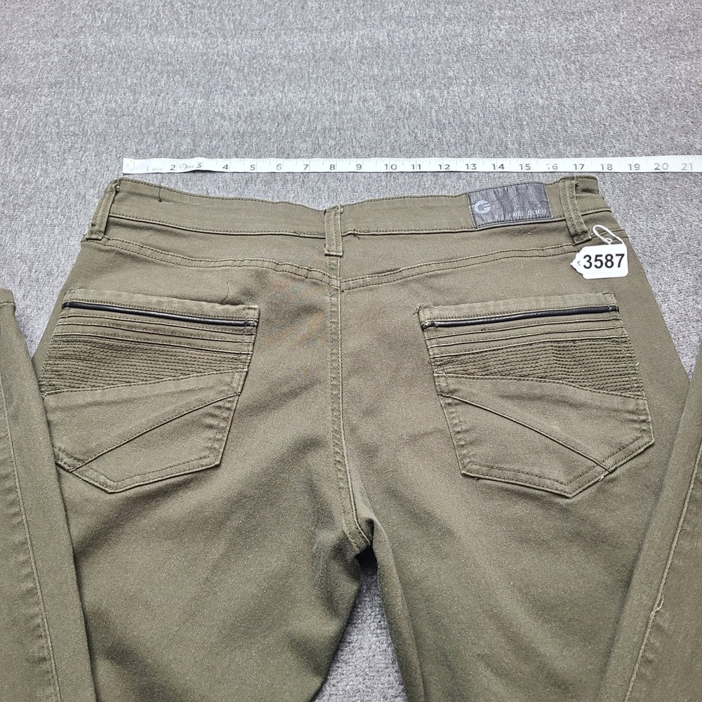 Fried Denim Slim Pants Mens 36x32 Olive Green Excellent Moto Ribbed Pockets - Picture 6 of 7